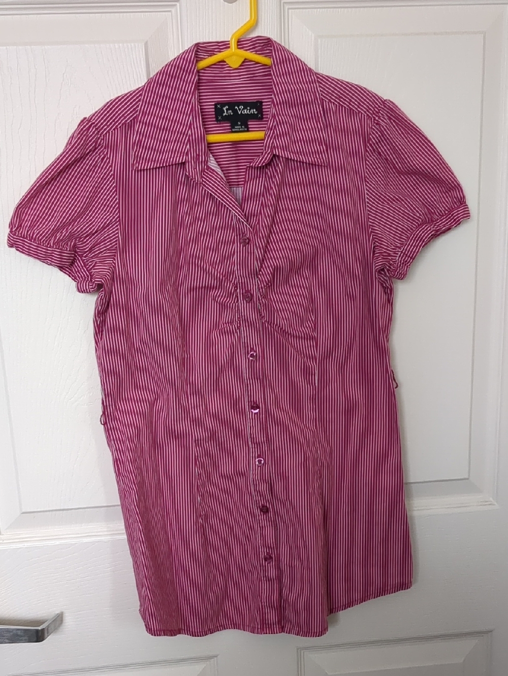 In Vain Pink Striped Button-Up Blouse